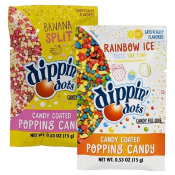 Dippin' Dots Popping Candy in Banana Split and Rainbow Ice flavors