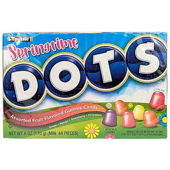 DOTS: Springtime features Grape, Mango, Strawberry and Pineapple gumdrops.