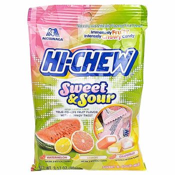 Hi-Chew Sweet & Sour Mix features Watermelon, Lemon and Grapefruit candy chews.