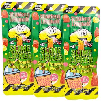 Slime Licker Sour Popping Boba Strawberry Lemonade