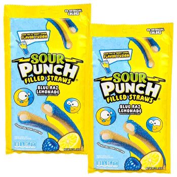 Sour Punch Filled Straws Blue Raz Lemonade
