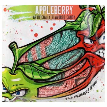 Close up of Appleberry Sour Strips in the package.