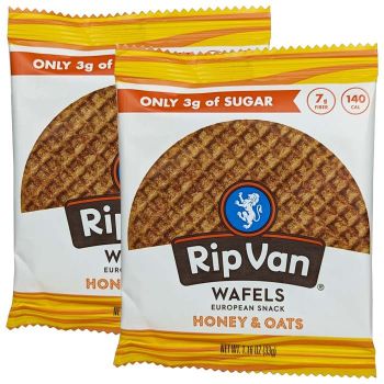 Rip Van brand stroopwafels in Honey & Oats flavor.
