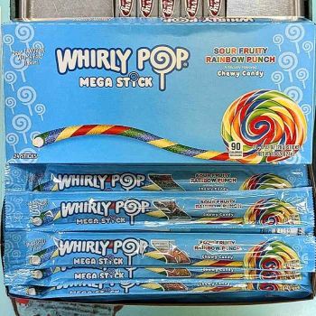 Whirly Pop Mega Stick Sour Fruity Rainbow Punch Chewy Candy