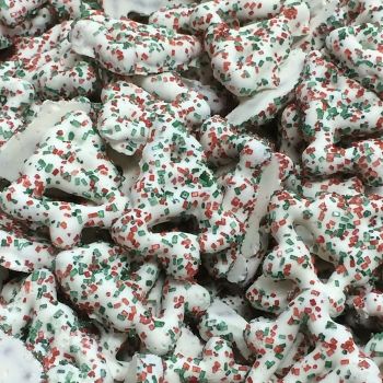 Yogurt Christmas Tree Pretzels